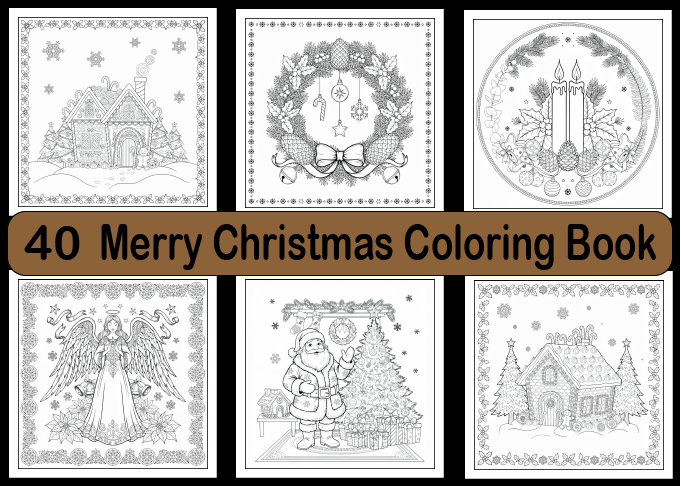 40 Merry Christmas Coloring Book Adult
