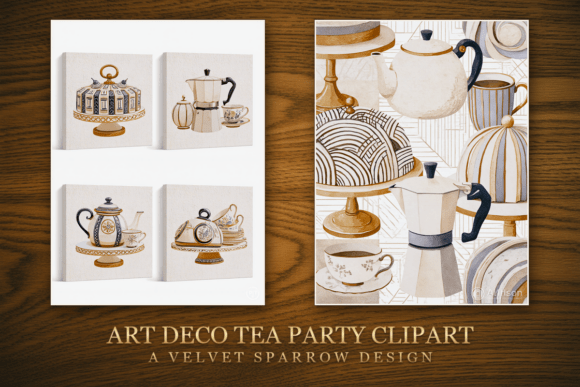 Art Deco Tea Party Clipart