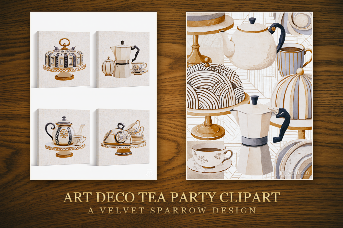 Art Deco Tea Party Clipart