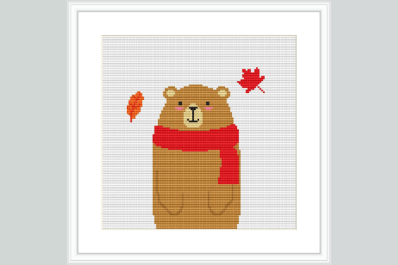 Autumn Bear Cross Stitch Pattern