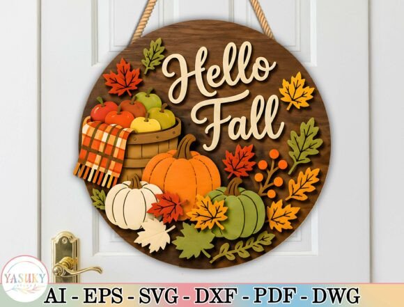 Autumn Pumpkin Door Sign Svg Laser Cutting