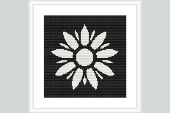 Black White Flower Cross Stitch Pattern