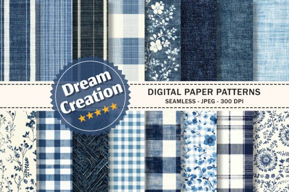 Blue Denim Seamless Digital Paper