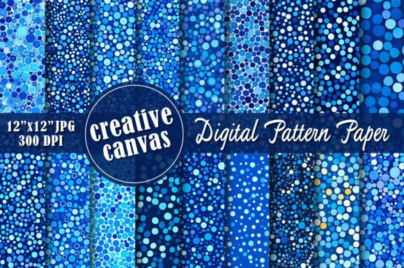 Blue Polka Dot Seamless Patterns