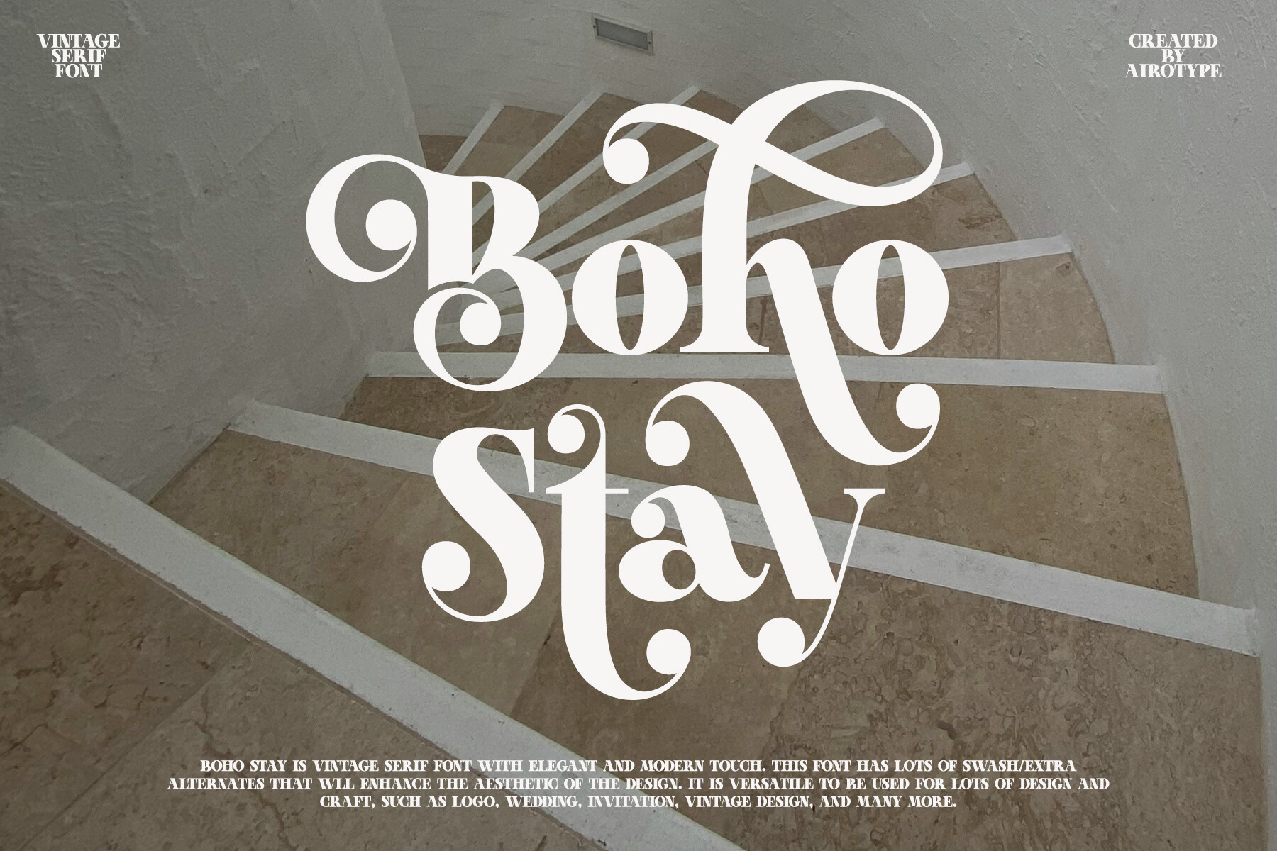 Boho Stay preview, vintage serif