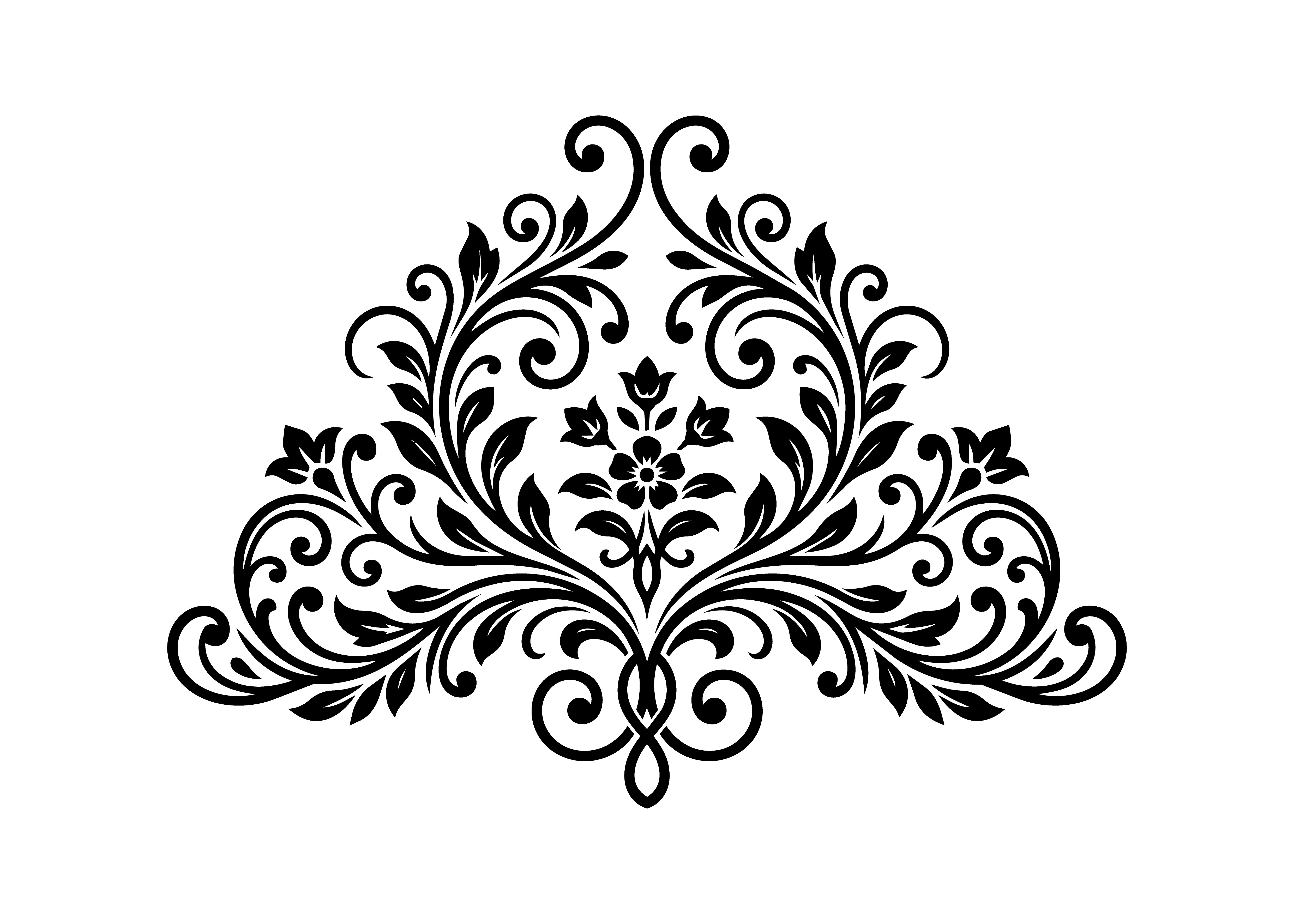 Botanical Floral Flourish Ornament SVG