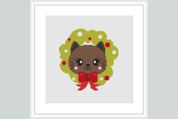 Cat Wreath Cross Stitch Pattern