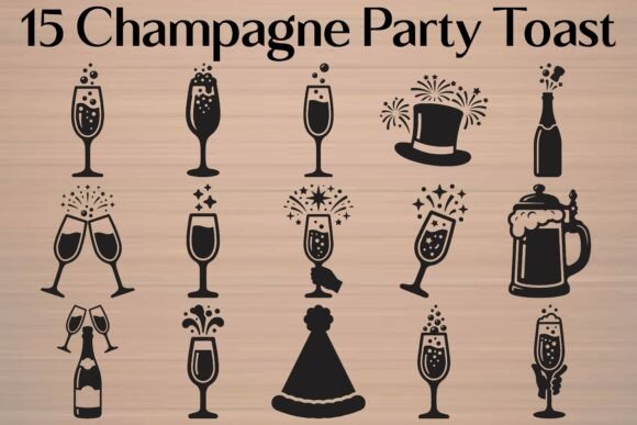 Champagne Party Toast Vector Clipart Graphics