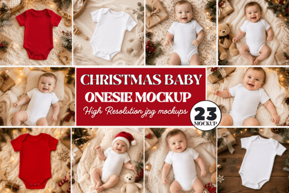 Christmas Baby Onesie Mockup Bundle