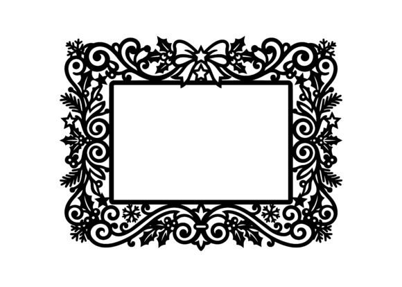 Christmas Bow Holly Frame SVG