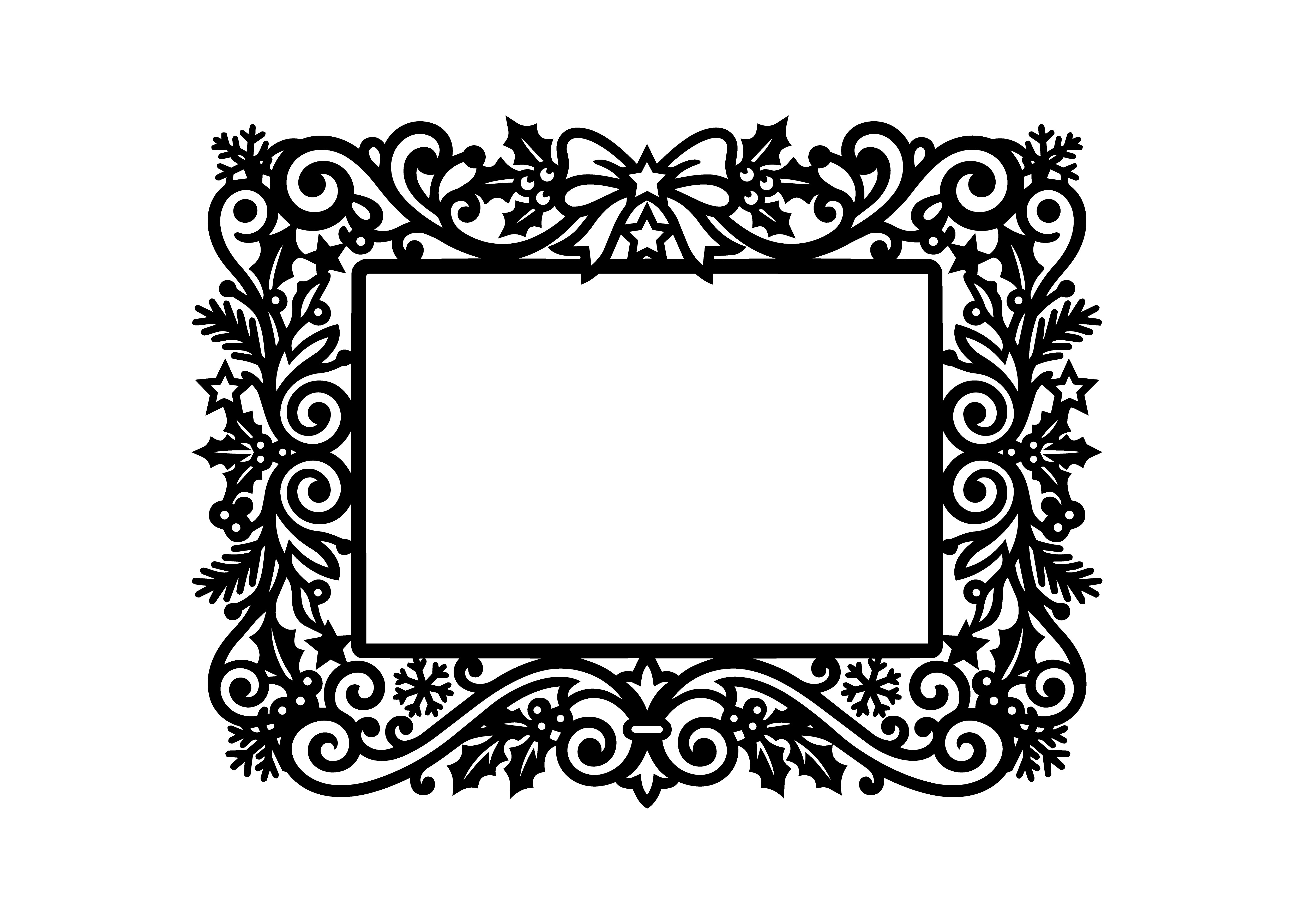 Christmas Bow Holly Frame SVG