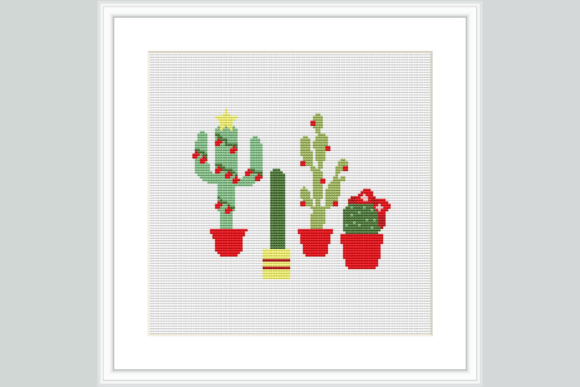 Christmas Cacti Cross Stitch Pattern
