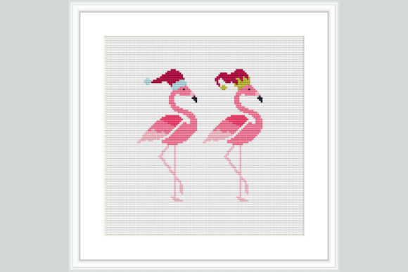 Christmas Flamingos Cross Stitch Pattern
