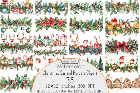 Christmas Garland Borders Clipart