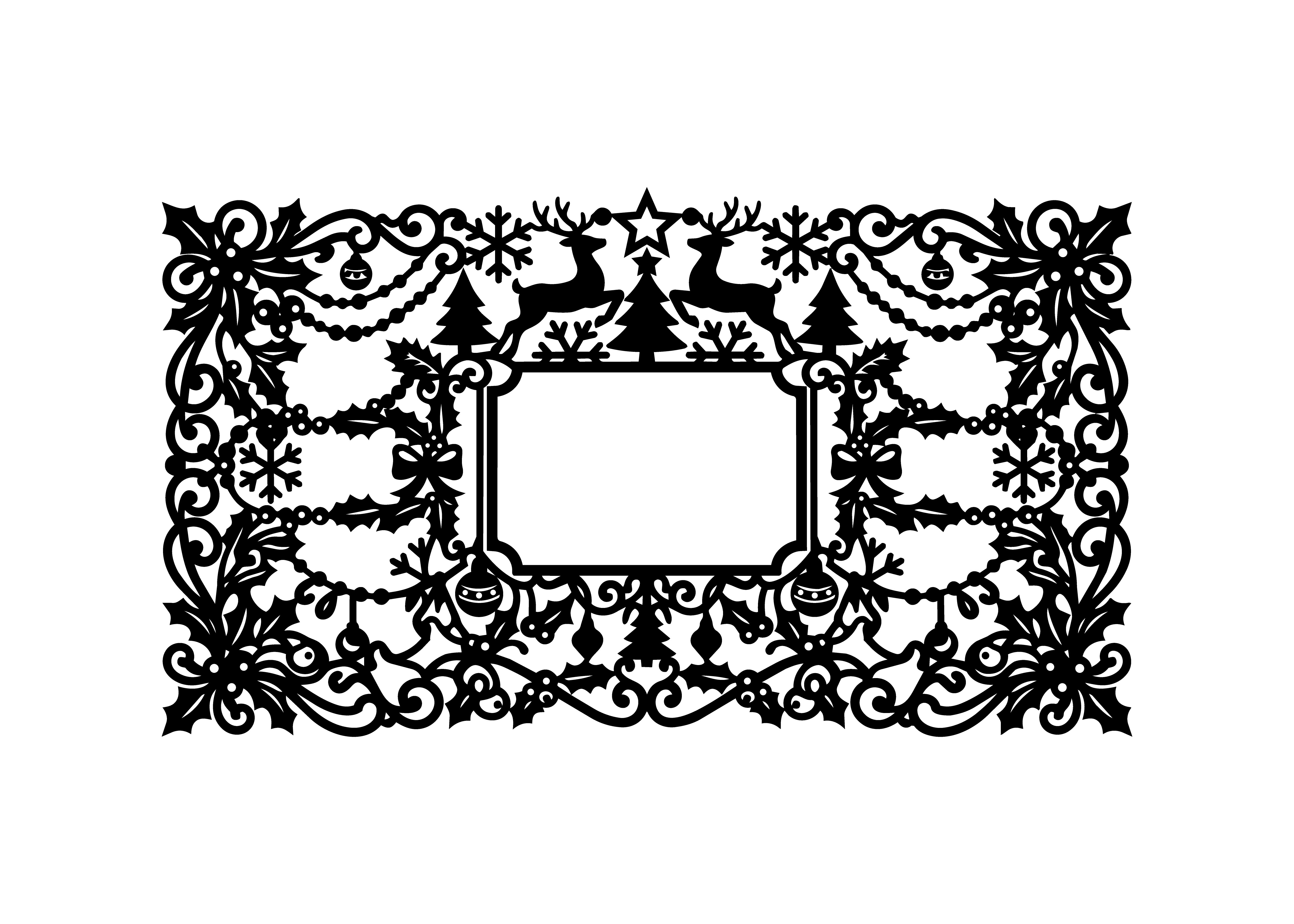 Christmas Reindeer Ornate Frame SVG