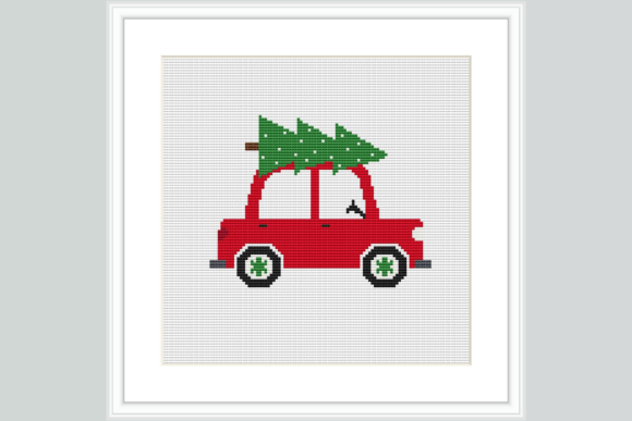 Christmas Tree Car Cross Stitch Pattern