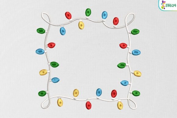 Colorful String Lights Border