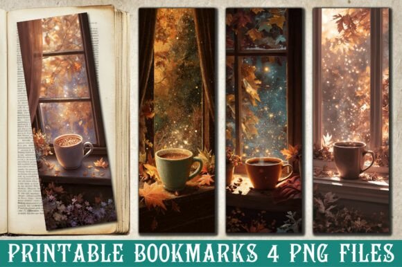 Cozy Autumn Window Coffee Bookmark