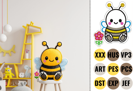 Cute Baby Bumblebee Embroidery Design