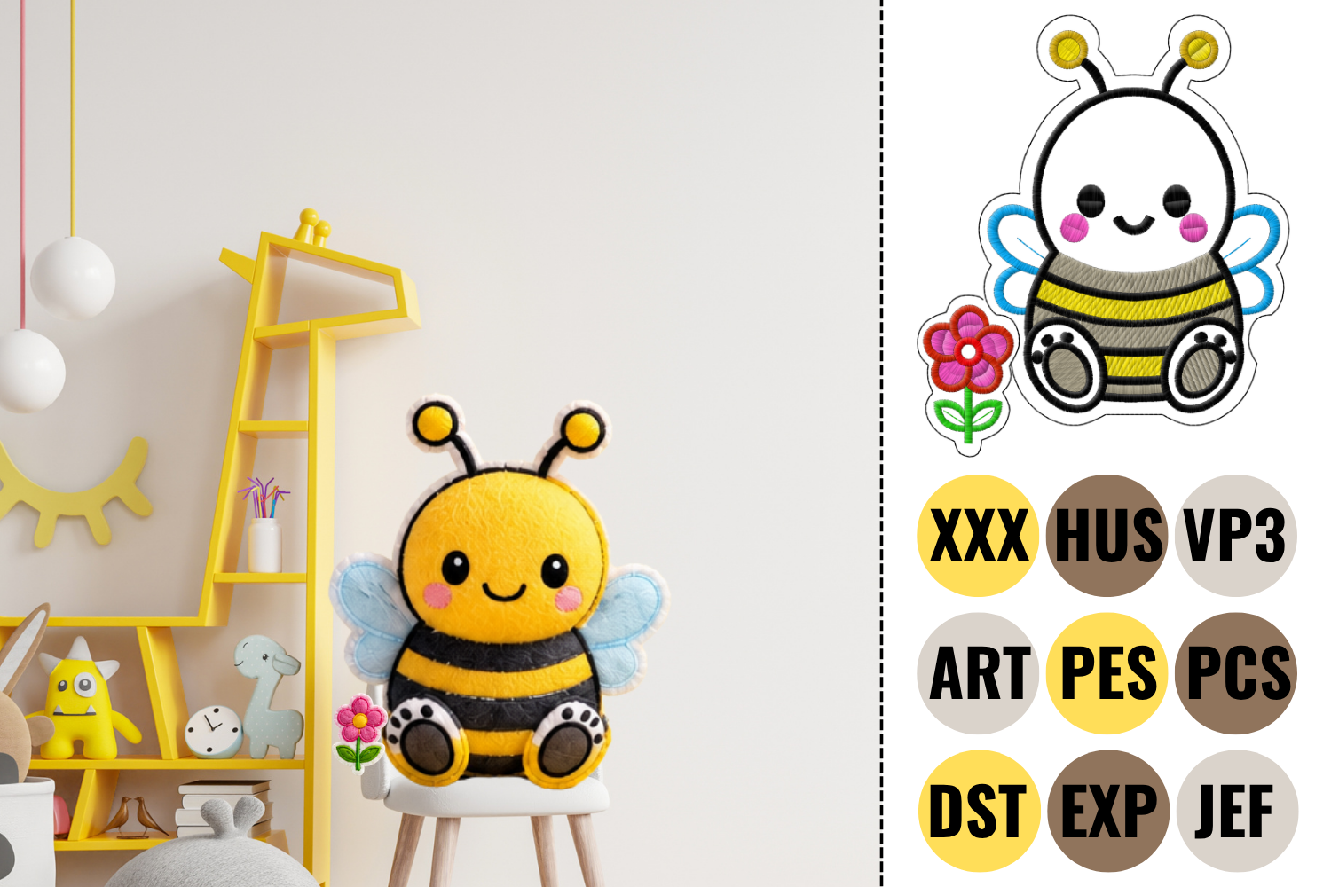 Cute Baby Bumblebee Embroidery Design