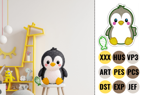 Cute Baby Penguin Embroidery Design