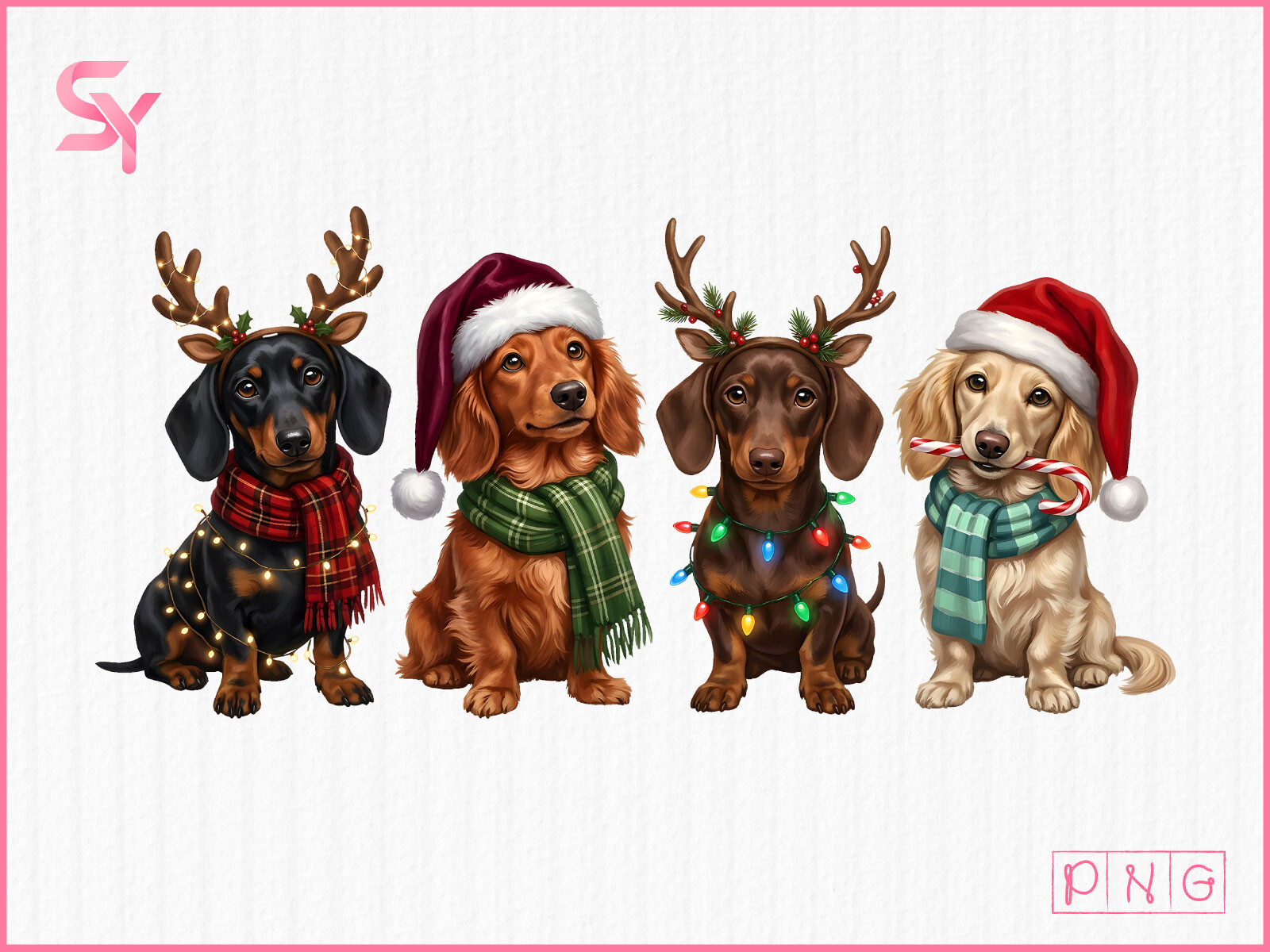 Cute Dachshund Christmas PNG