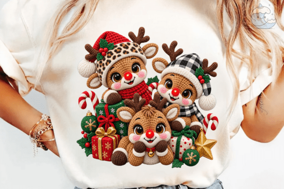 Cute Reindeer Christmas PNG Shirt Design