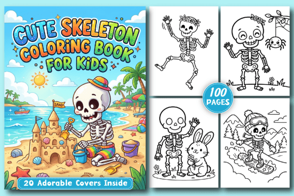 Cute Skeleton Coloring Book for Kids