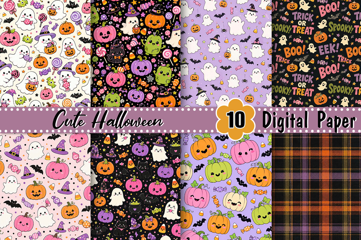 Cute Spooky Halloween Digital Paper