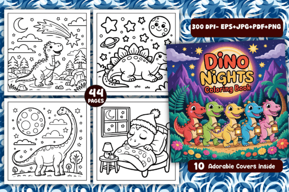 Dino Nights Coloring Pages for Adults