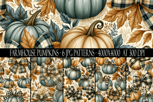 Farmhouse Pumpkins Seamless Patterns