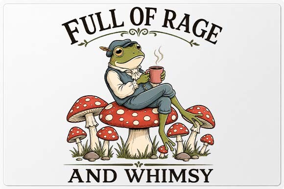Frog Mushroom Coffee Quote PNG