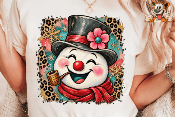 Frosty Snowman Leopard PNG Sublimation