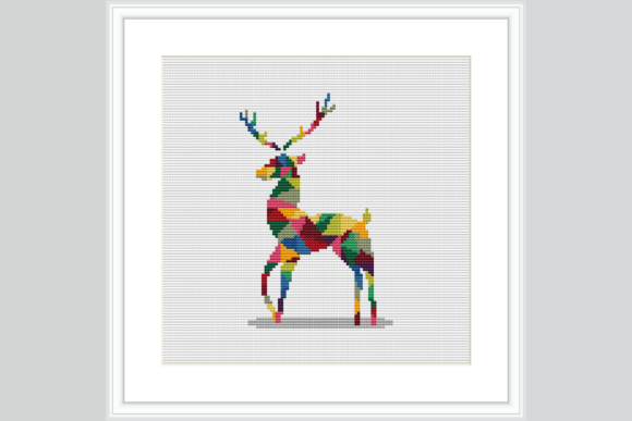 Geometric Deer Cross Stitch Pattern