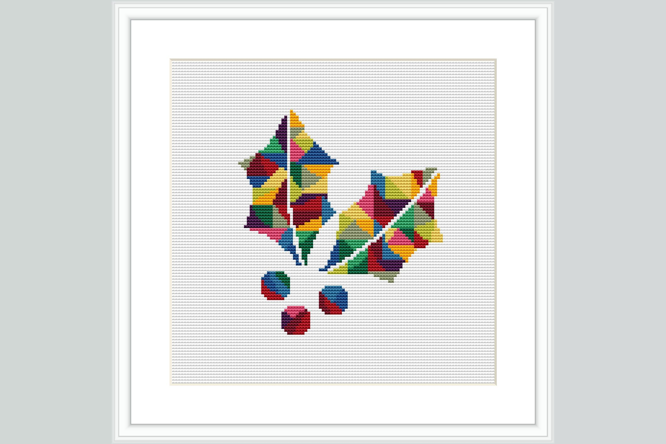 Geometric Leaf Cross Stitch Pattern