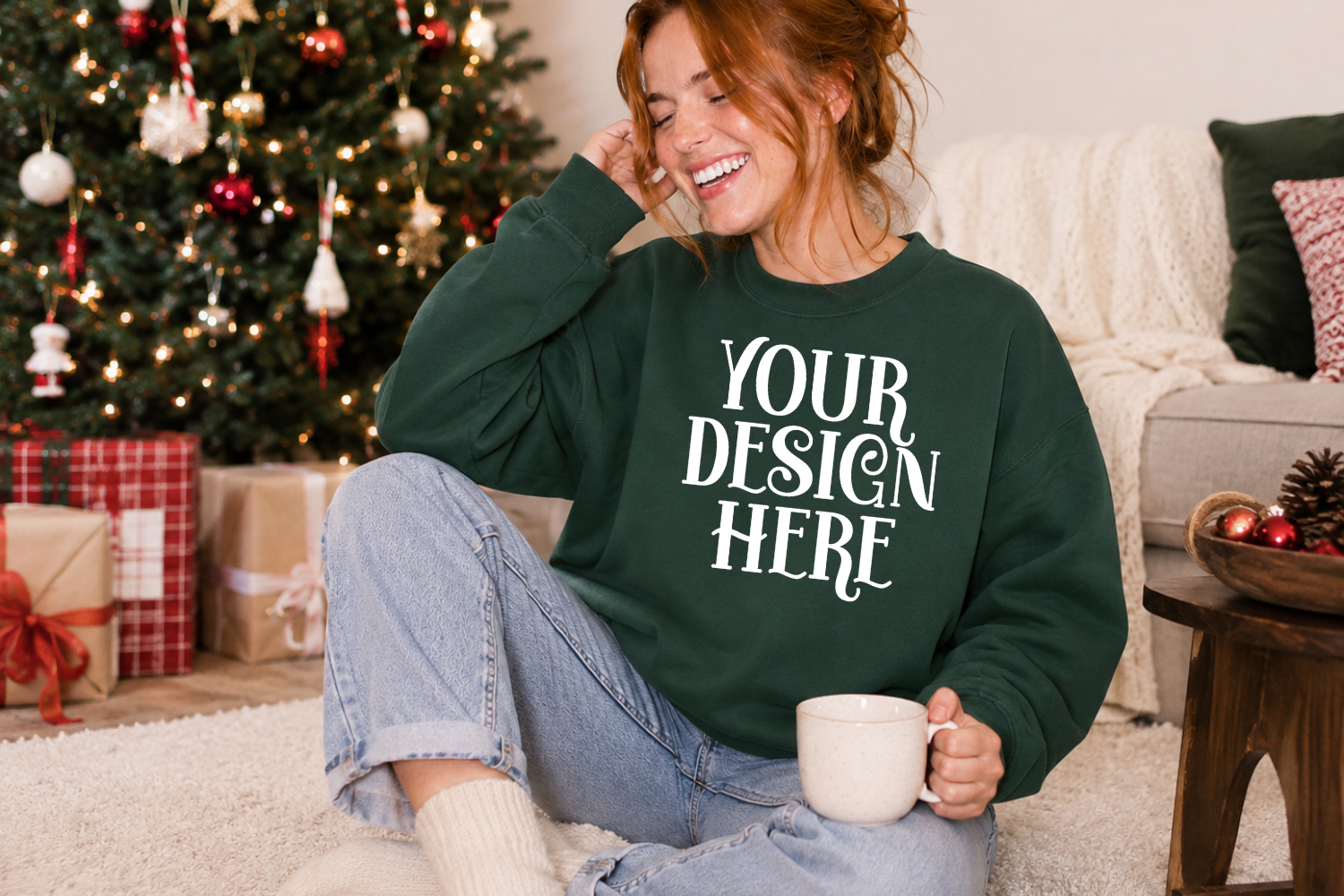 Gildan 18000 Christmas Sweatshirt Mockup