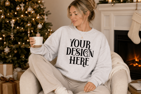 Gildan 18000 Christmas Sweatshirt Mockup
