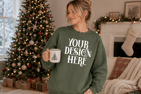 Gildan 18000 Christmas Sweatshirt Mockup
