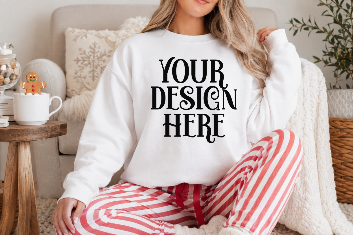 Gildan 18000 White Sweatshirt Mockups