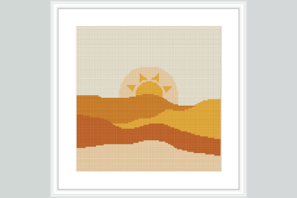 Golden Desert Sun Cross Stitch Pattern
