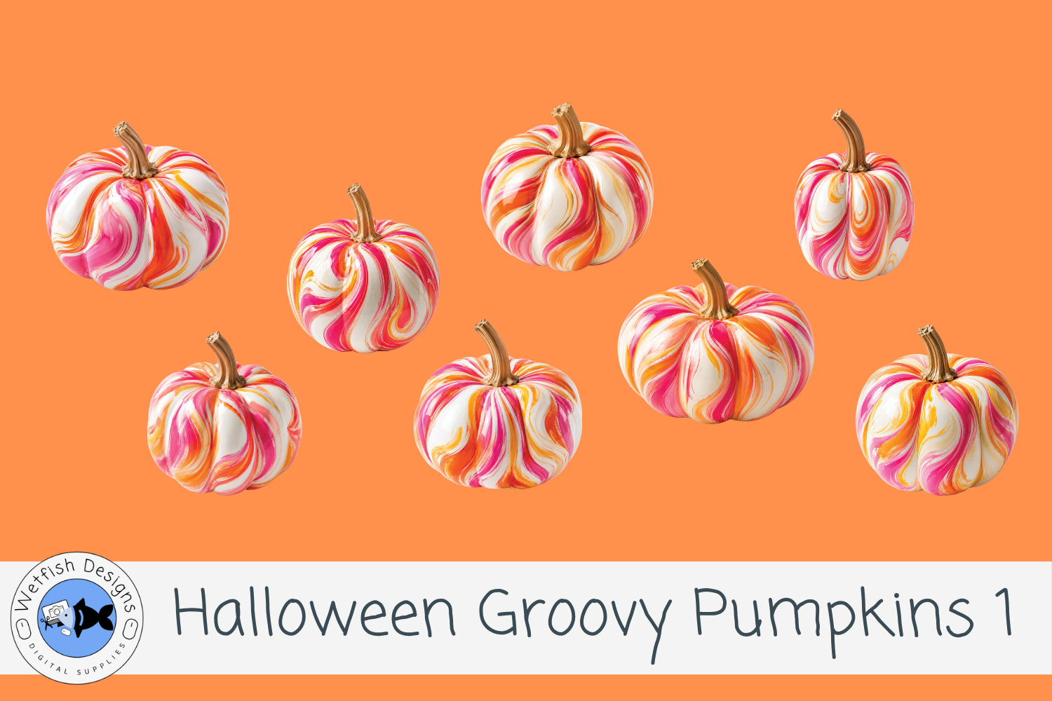 Halloween PNG Groovy Pumpkin Clipart 1