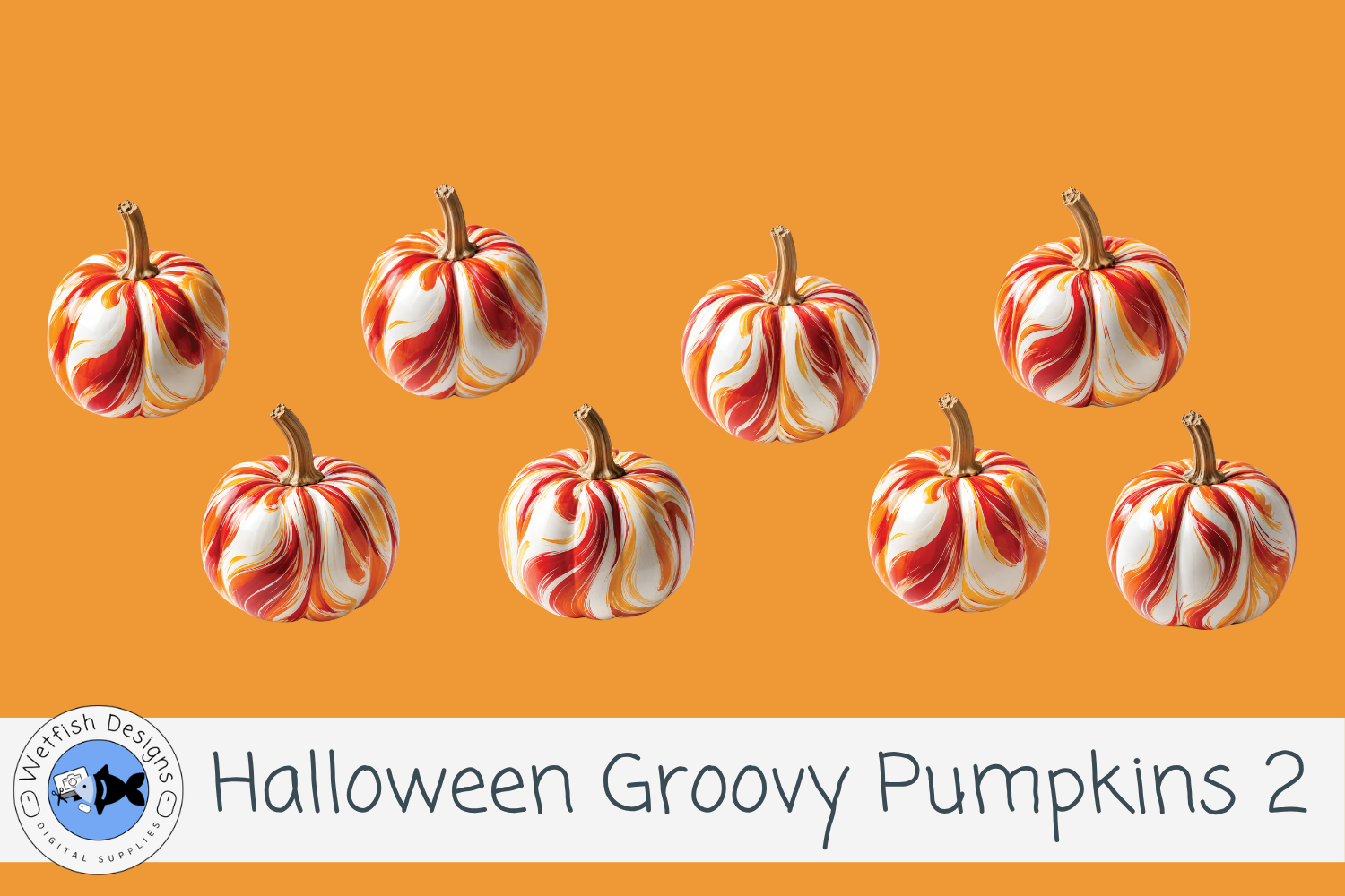 Halloween PNG Groovy Pumpkin Clipart 2