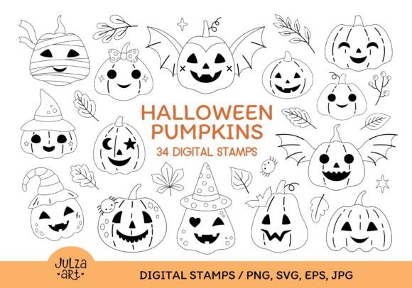Halloween Pumpkins Coloring Book PNG SVG