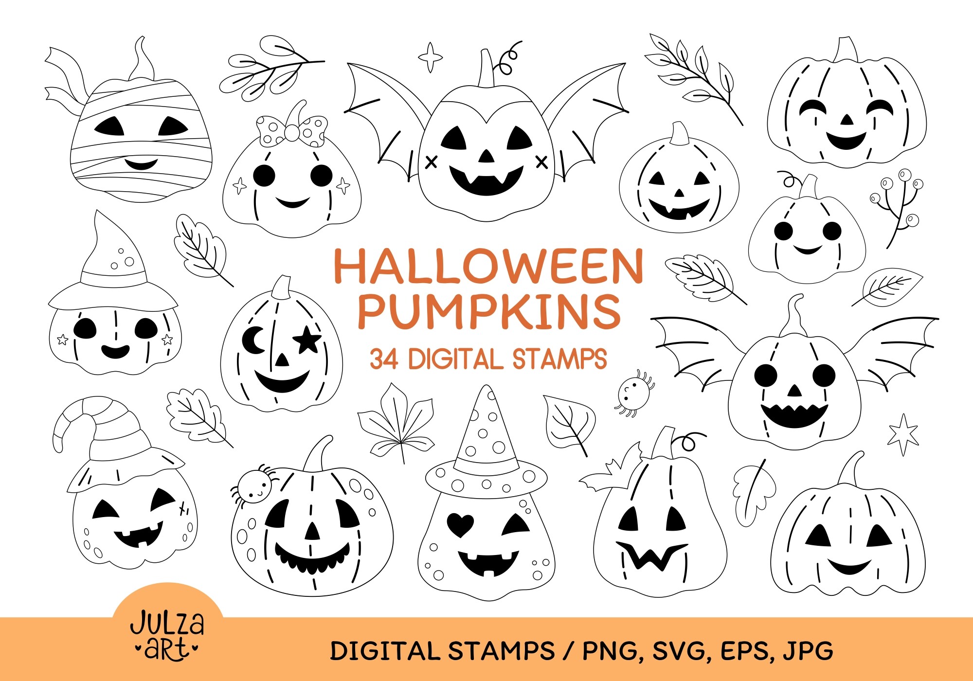Halloween Pumpkins Coloring Book PNG SVG