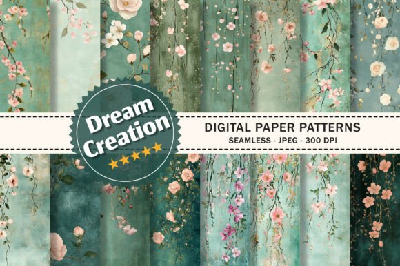 Hanging Flowers Digital Papers