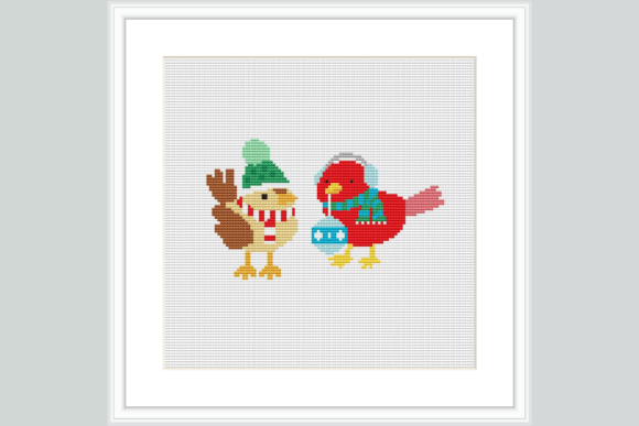 Holiday Birds Cross Stitch Pattern