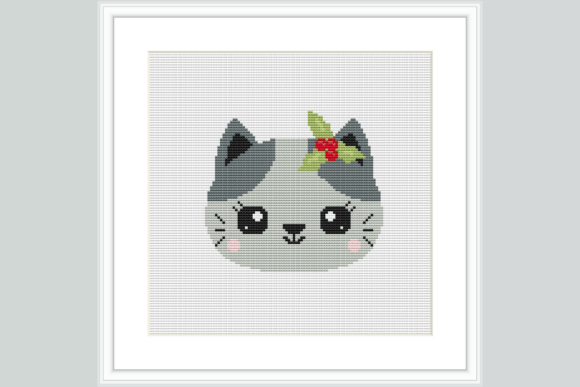 Holly Cat Cross Stitch Pattern