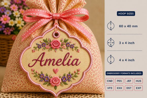 ITH Blank Vintage Oval Tag Embroidery
