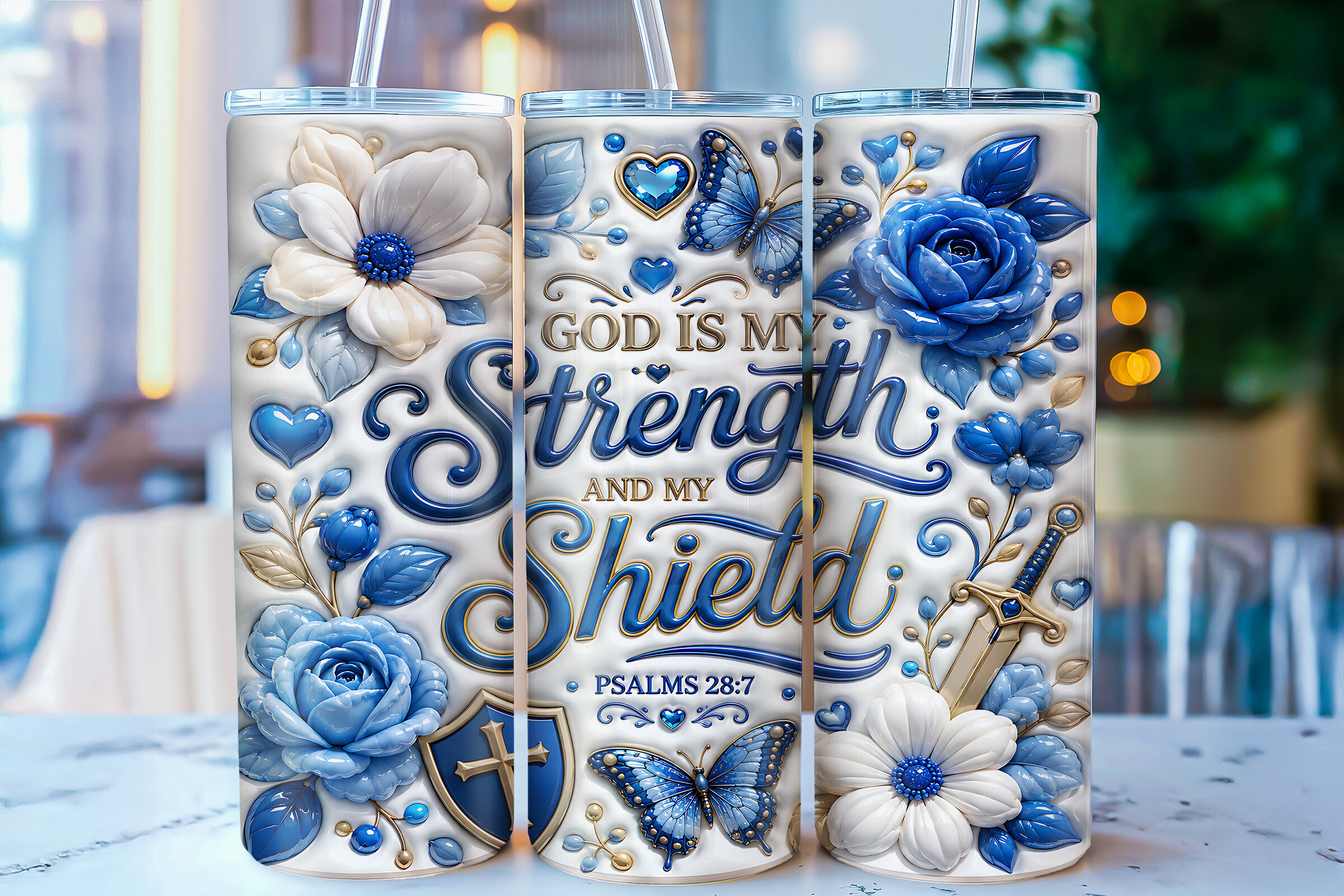 Inflated Christian Floral Faith Tumbler