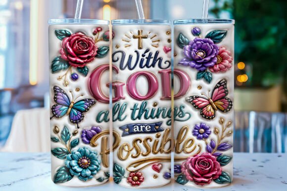 Inflated Floral Christian Tumbler Wrap